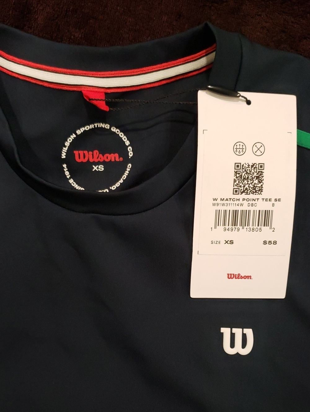 Wilson Women's Navy Blue Short-Sleeve Athletic Tee with Blue & Green Trim - Picture 3 of 3